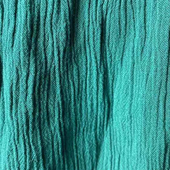 NWT WONDERLY WOMENS SIZE XL TEAL PEASANT WOVEN TOP RUFFLE COLLAR CUFFS - Picture 3 of 12